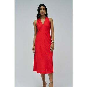 Rochie midi din amestec de in imagine
