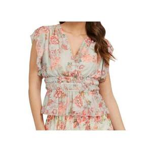 Bluza din amestec de matase cu imprimeu floral si decolteu petrecut imagine