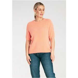 Pulover dama - coral - tricot moale - maneca scurta - decolteu rotund - imagine