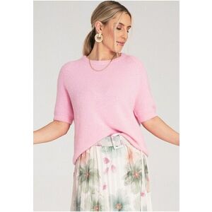 Pulover dama - scurt - roz pudrat - material moale - tricot - imagine