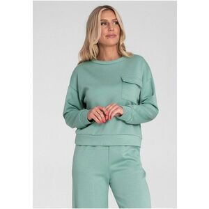 Hanorac dama tricot - buzunar decorativ - croi lejer - verde menta - imagine