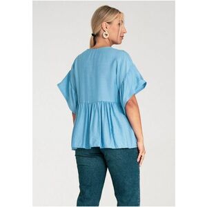 Bluza dama - albastru deschis - croiala lejera - volane - bumbac - imagine