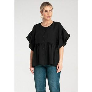Bluza dama - camasa - volane - neagra - bumbac - imagine