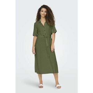 Rochie-camasa din amestec de in cu un cordon in talie imagine