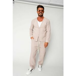 Set bluza cu un nasture si pantalon lung Beige 17770 imagine