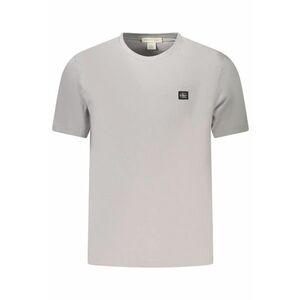 Tricou barbati - cu logo - din bumbac - Regular fit - Gri - imagine