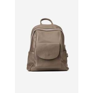 Rucsac dama taupe din piele texturata cu buzunar imagine