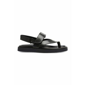Sandale de piele cu talpa joasa - bareta separatoare si velcro imagine
