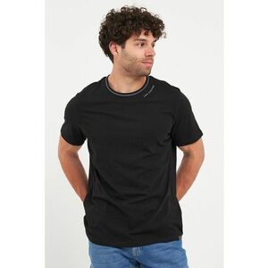 Tricou cu decolteu la baza gatului si imprimeu logo discret imagine