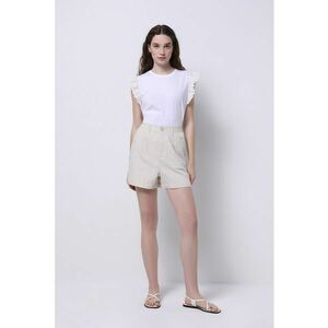 Pantaloni scurti relaxed-fit din amestec de in cu model in dungi imagine