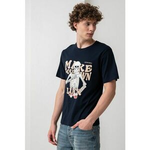Tricou cu decolteu la baza gatului si imprimeu imagine