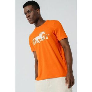 Tricou cu decolteu la baza gatului si imprimeu logo imagine