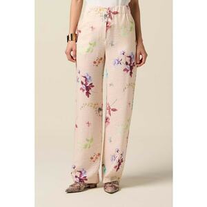 Pantaloni drepti cu model floral imagine
