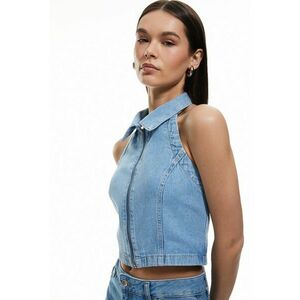Top crop din denim imagine