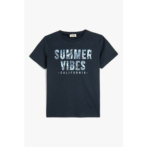 Tricou din bumbac cu imprimeu text imagine