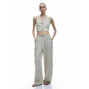 Pantaloni cu buzunare laterale si model in dungi imagine