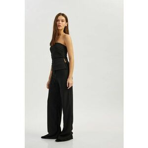 Pantaloni lungi cu model uni si croiala ampla imagine
