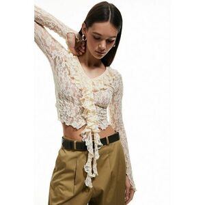 Bluza crop din dantela cu decolteu in V imagine