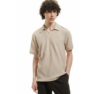 Tricou regular fit cu guler polo si aspect texturat imagine