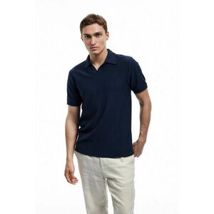 Tricou regular fit cu guler polo si aspect texturat imagine