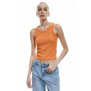 Top crop cu decolteu rotund si aspect striat imagine