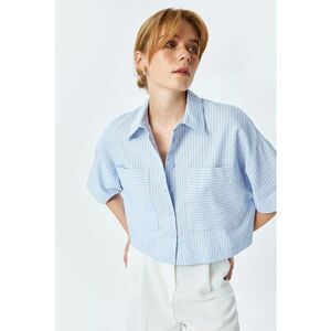 Camasa crop cu model in dungi imagine