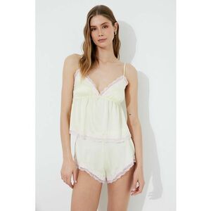 Top de pijama cu aspect satinat si captuseala din dantela imagine