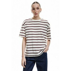 Tricou lejer cu model in dungi si maneci cazute imagine