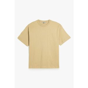 Tricou din bumbac cu model uni si decolteu la baza gatului imagine