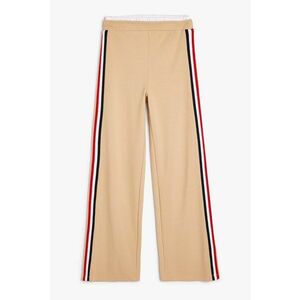 Pantaloni cu croiala ampla si detalii cu model in dungi imagine