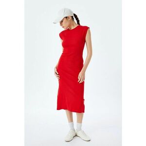 Rochie cambrata striata cu slit pe spate imagine