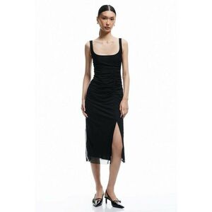 Rochie midi drapata cu slit lateral imagine