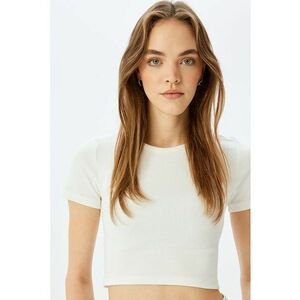 Tricou crop uni cu decolteu rotund imagine