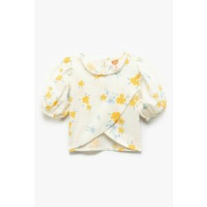 Bluza cu maneci scurte bufante si model floral imagine