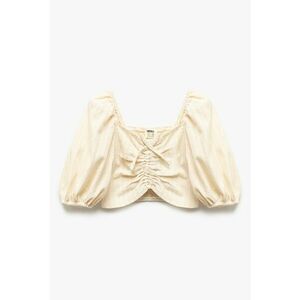 Bluza crop cu maneci bufante si incretitura elastica imagine