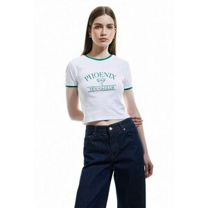 Tricou crop cu imprimeu text imagine