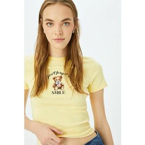 Tricou slim fit cu decolteu la baza gatului si aspect striat imagine