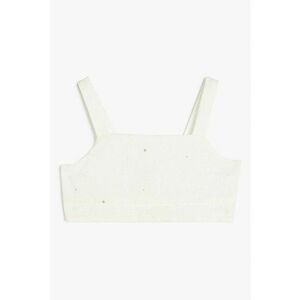 Top crop cu broderie florala imagine