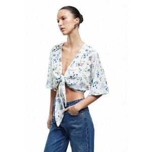 Bluza crop cu snur frontal imagine