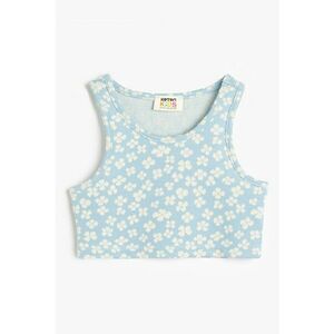 Top crop fara maneci cu model floral imagine