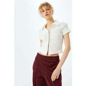 Tricou crop cu fermoar si decolteu in V imagine