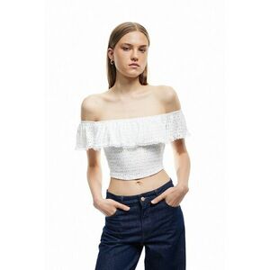 Bluza crop cu decolteu pe umeri imagine