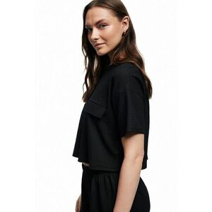 Tricou crop lejer texturat imagine