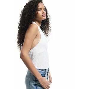 Top crop texturat cu decolteu in V imagine