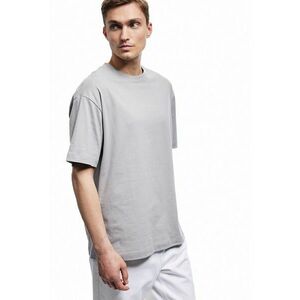 Tricou din bumbac cu model uni si decolteu la baza gatului imagine