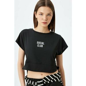 Tricou crop cu imprimeu text imagine