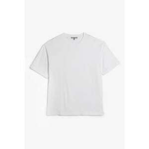 Tricou din bumbac cu model uni si decolteu la baza gatului imagine