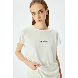 Tricou din amestec de modal cu imprimeu text imagine