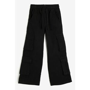 Pantaloni cargo cu croiala ampla si cordon in talie imagine