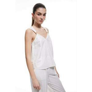 Bluza din amestec de bumbac cu decolteu in V imagine